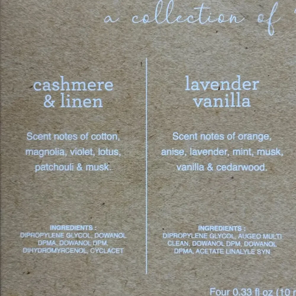 Sand + Fog Fragrance Diffuser Oil 4 pk Cashmere Vanilla Eucalyptus Lavender NEW
